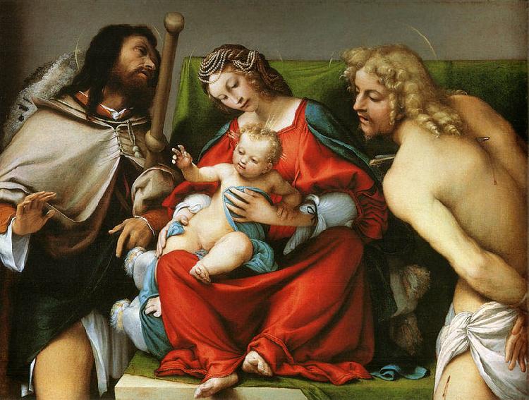 Lorenzo Lotto Madonna mit Hl. Rochus und Hl. Sebastian Sweden oil painting art